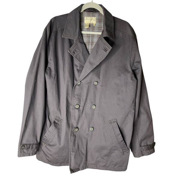 The Territory Ahead Double Breasted Flannel Lined Brown Gray Jacket Canvas Large - Picture 1 of 7